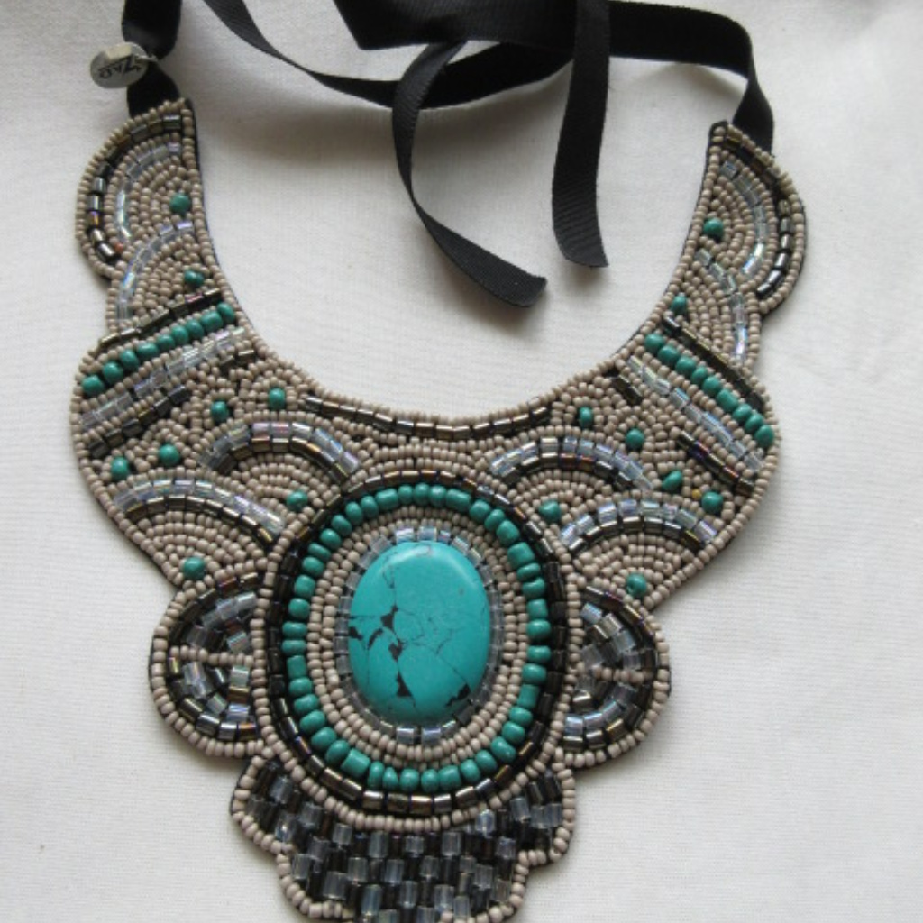 Turquoise Cleopatra Beaded Necklace Zad 19$